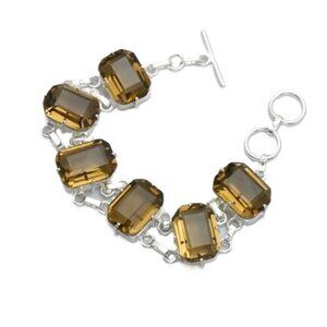 Smoky Quartz Sterling Silver Gemstone Handmade Bracelet Jewelry 31 Gms
